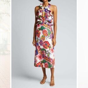 Zimmermann Lovestruck Tie Back Midi in Natural Paisley Floral